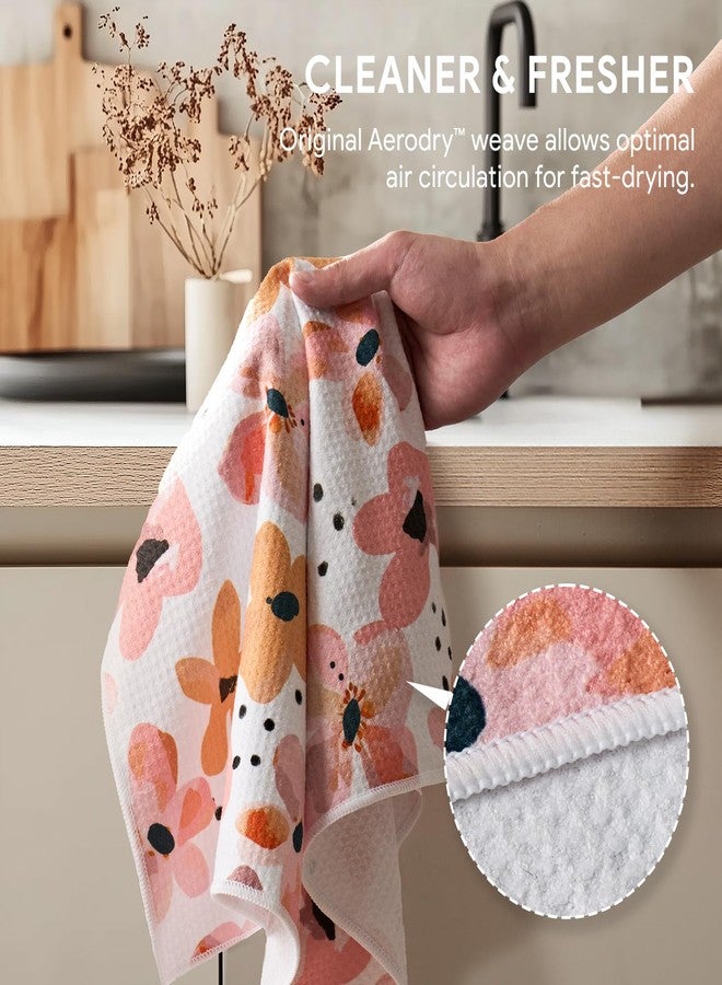 RECYCO Waffle Kitchen Towel Set of 2 - Quick Dry Microfiber Sustainable Dish Towels - Ultra Absorbent Reusable Cleaning Tea Towels - Lightweight Hand Towels,16”x 28”, Blossom Breeze - Image 5